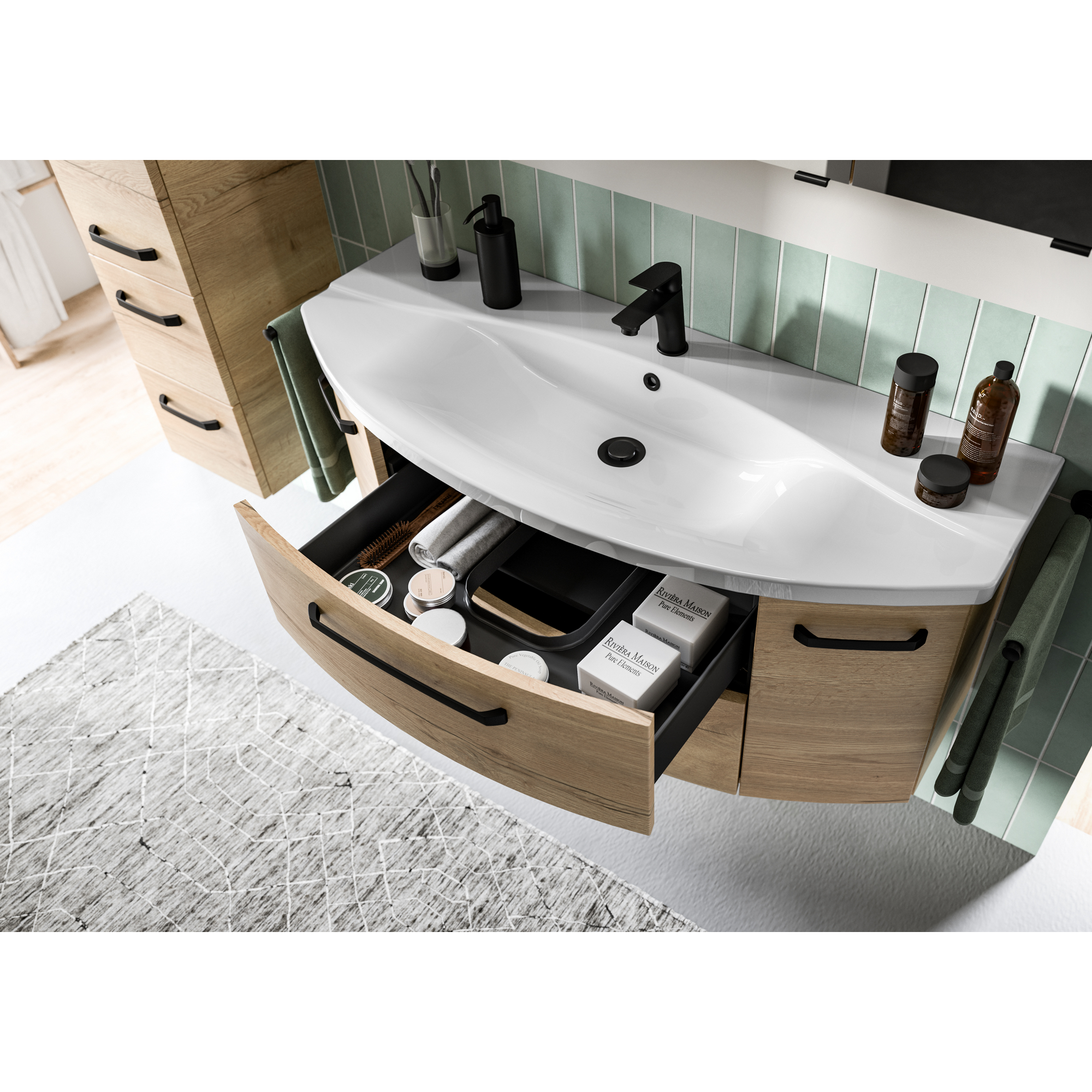 Waschbeckenunterschrank 'Bahamas' braun foliert 116,3 x 49,2 x 46 cm