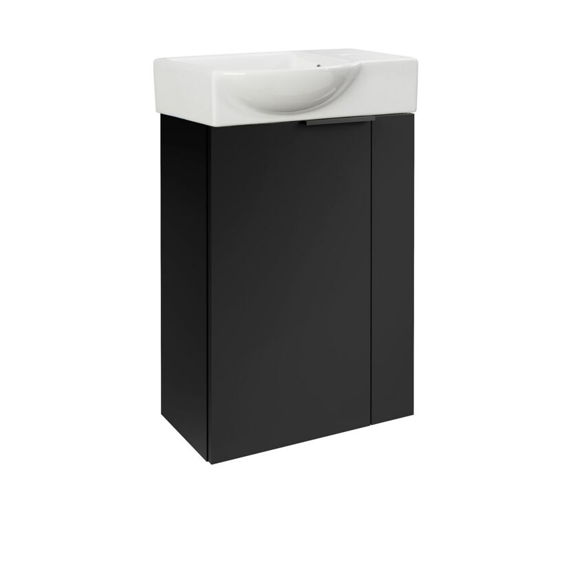 Schwarzer Waschbeckenunterschrank mit Waschbecken