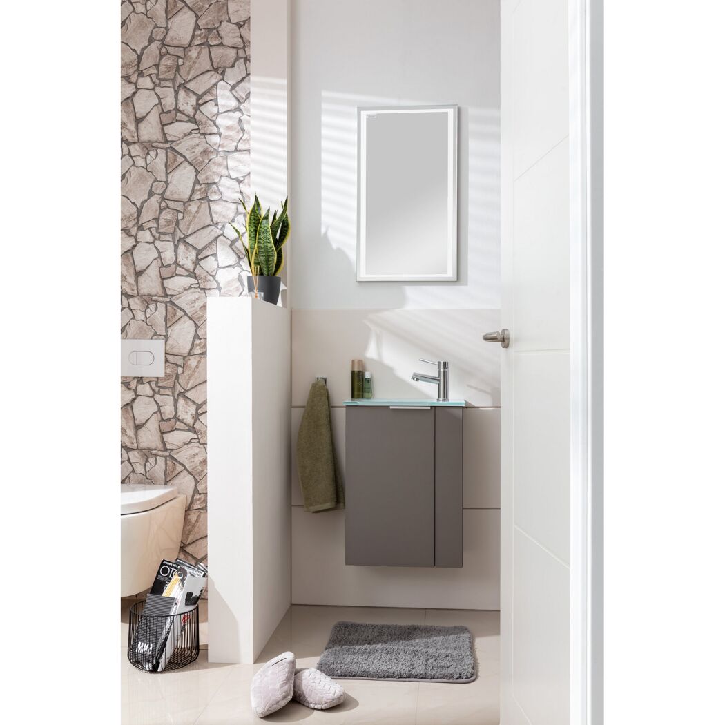 Waschbeckenunterschrank 'SBC' grau matt 44 x 60 x 24,3 cm links