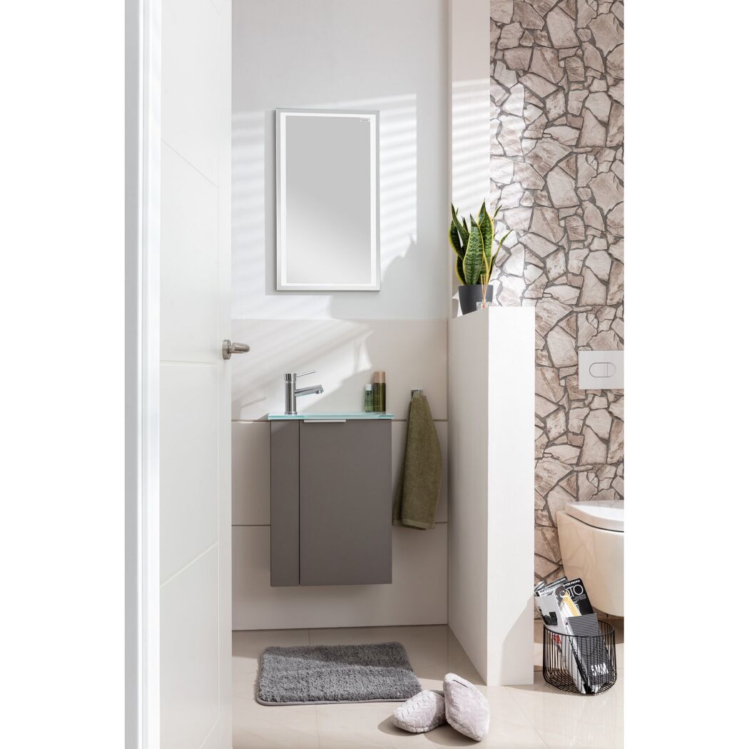 Waschbeckenunterschrank 'SBC' grau matt 44 x 60 x 24,3 cm links
