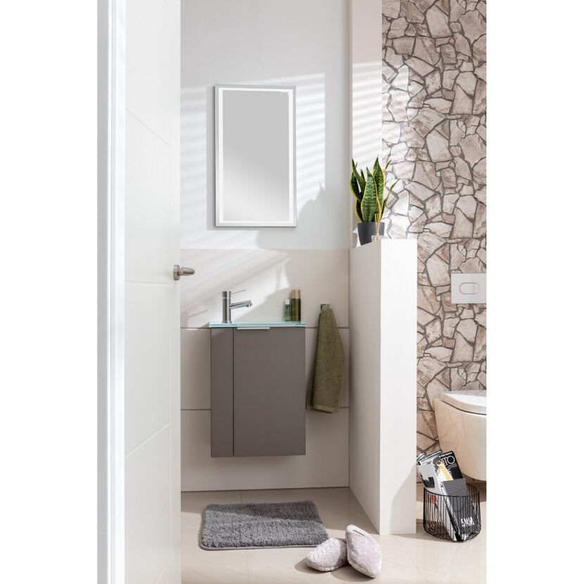 Waschbeckenunterschrank 'SBC' grau matt 44 x 60 x 24,3 cm links