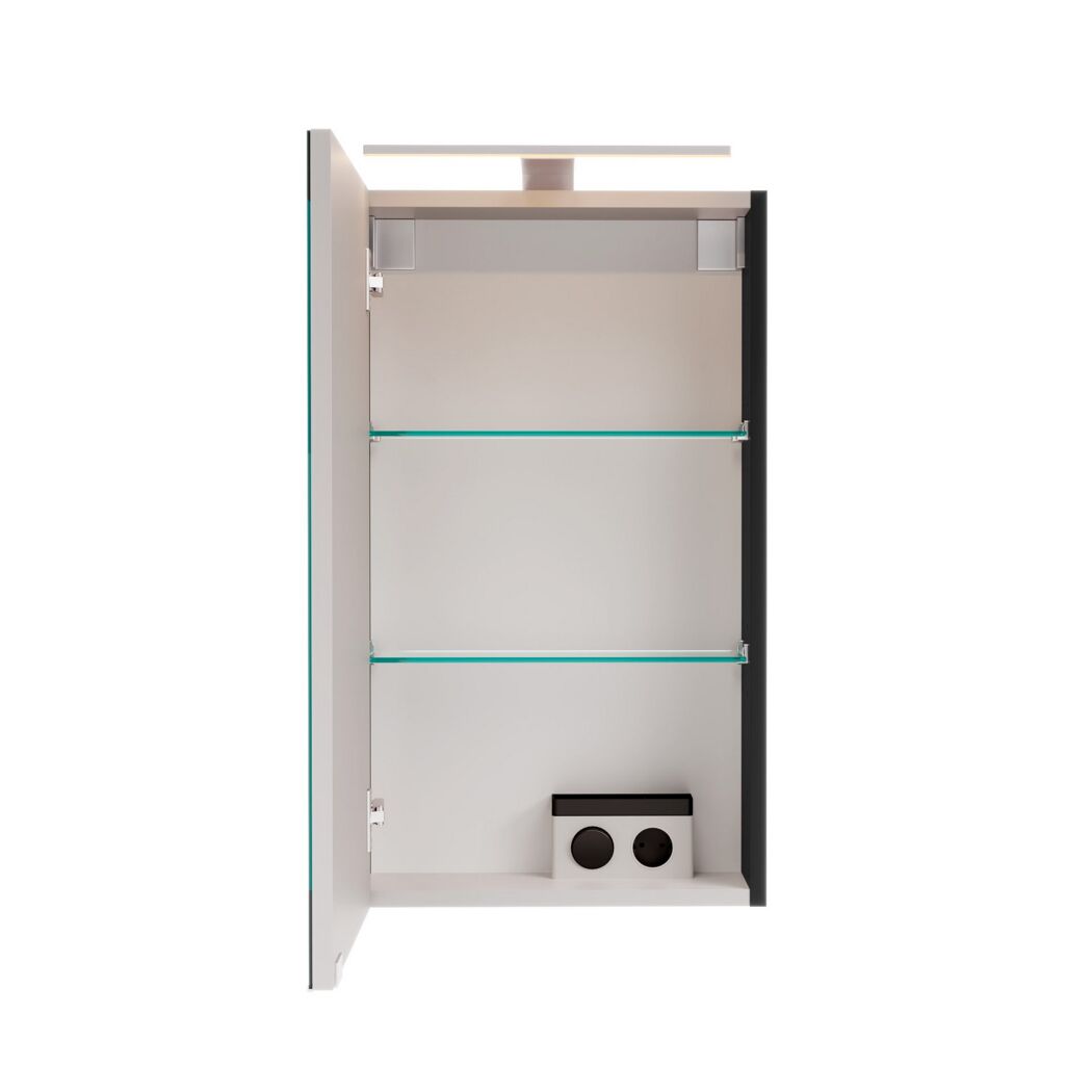 LED-Spiegelschrank 'SBC' schwarz matt 40 x 68 x 15,3 cm links