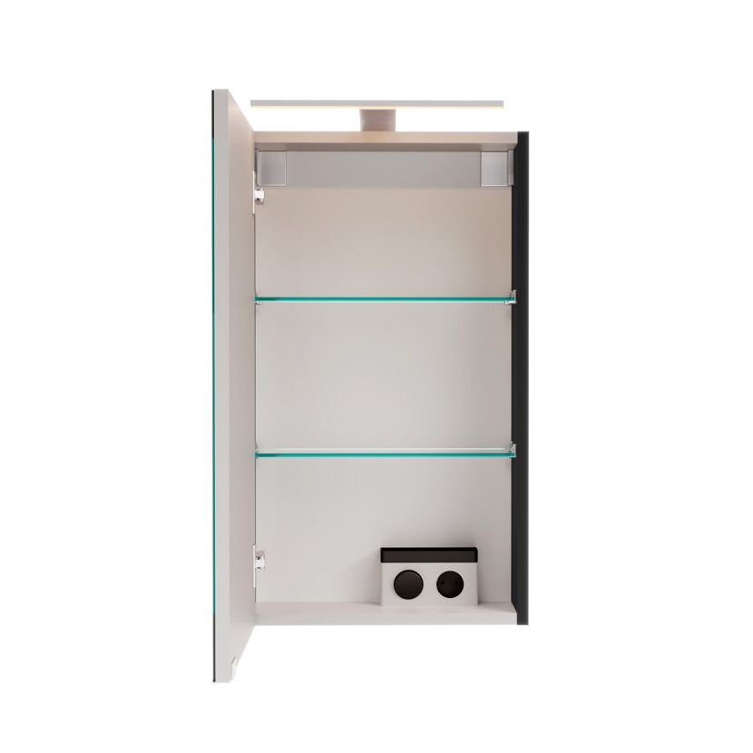 LED-Spiegelschrank 'SBC' schwarz matt 40 x 68 x 15,3 cm links