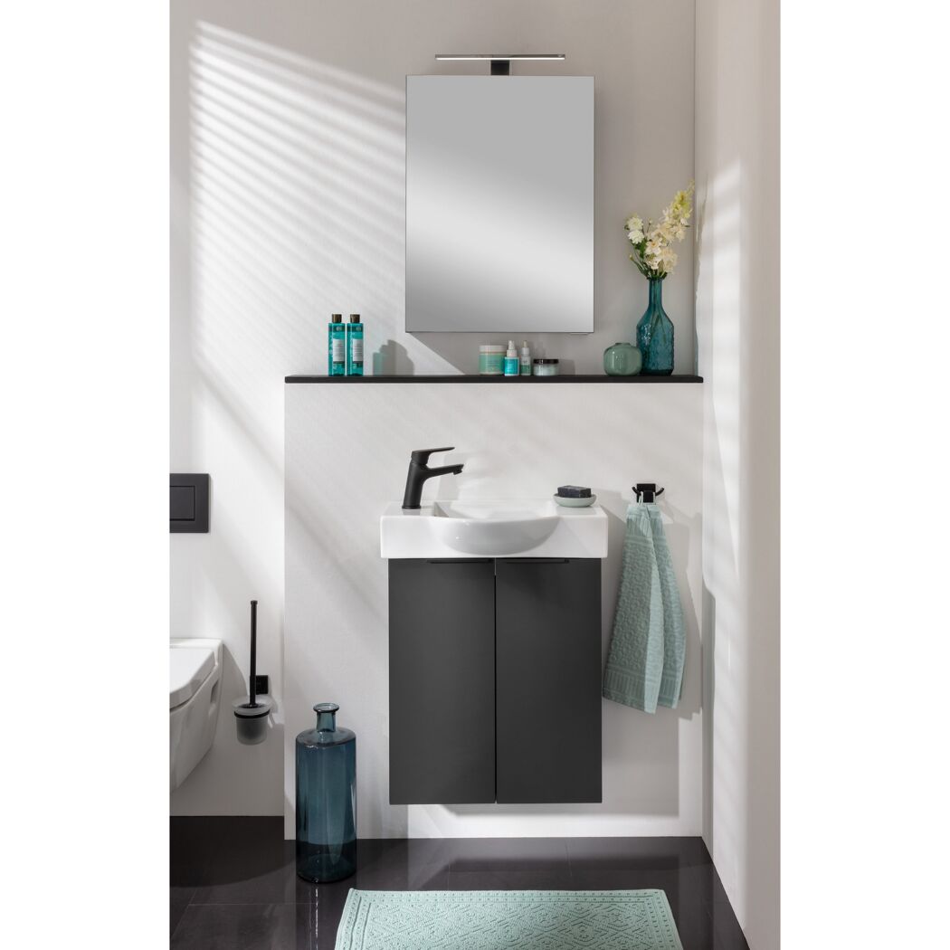 LED-Spiegelschrank 'SBC' schwarz matt 50 x 68 x 15,3 cm links