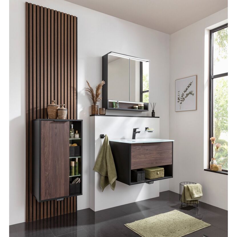 Waschbecken mit Unterschrank 'B.Paris' schwarz matt 70,5 x 49,8 x 46,5 cm