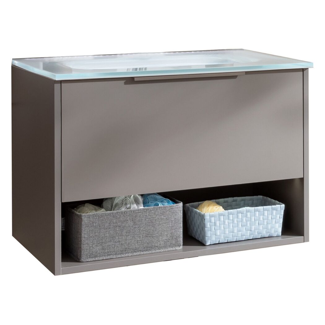 Waschbecken mit Unterschrank 'B.Paris' grau matt 70,5 x 49,8 x 46,5 cm
