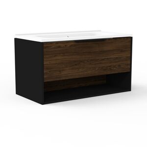 Waschbecken mit Unterschrank 'B.Paris' schwarz matt 90,5 x 49,8 x 46,5 cm