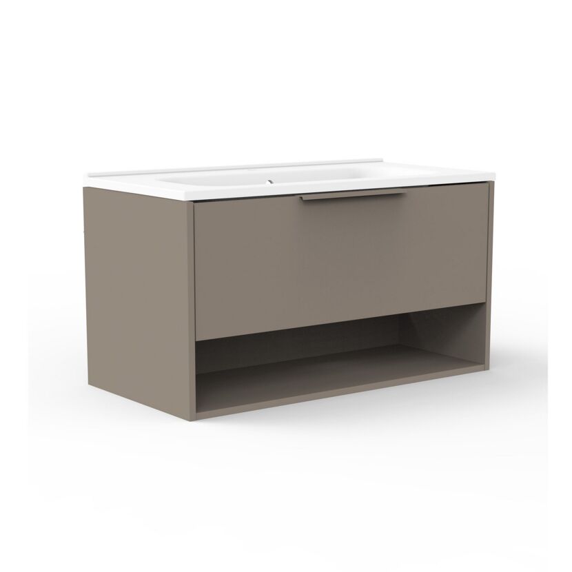 Waschbecken mit Unterschrank 'B.Paris' grau matt 90,5 x 49,8 x 46,5 cm