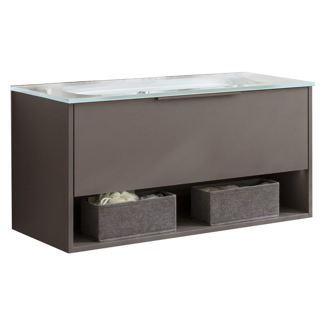 Waschbecken mit Unterschrank 'B.Paris' grau matt 90,5 x 49,8 x 46,5 cm