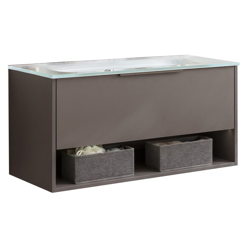 Waschbecken mit Unterschrank 'B.Paris' grau matt 90,5 x 49,8 x 46,5 cm