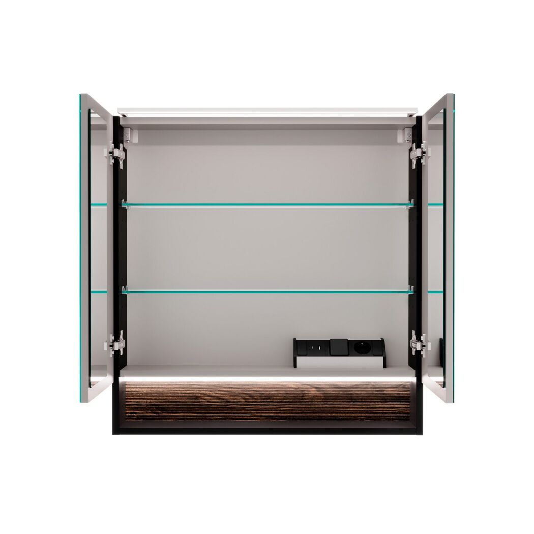 LED-Spiegelschrank 'B.Paris' schwarz matt 70 x 71,8 x 15,6 cm