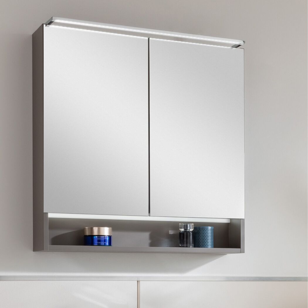 LED-Spiegelschrank 'B.Paris' grau 70 x 71,8 x 15,6 cm