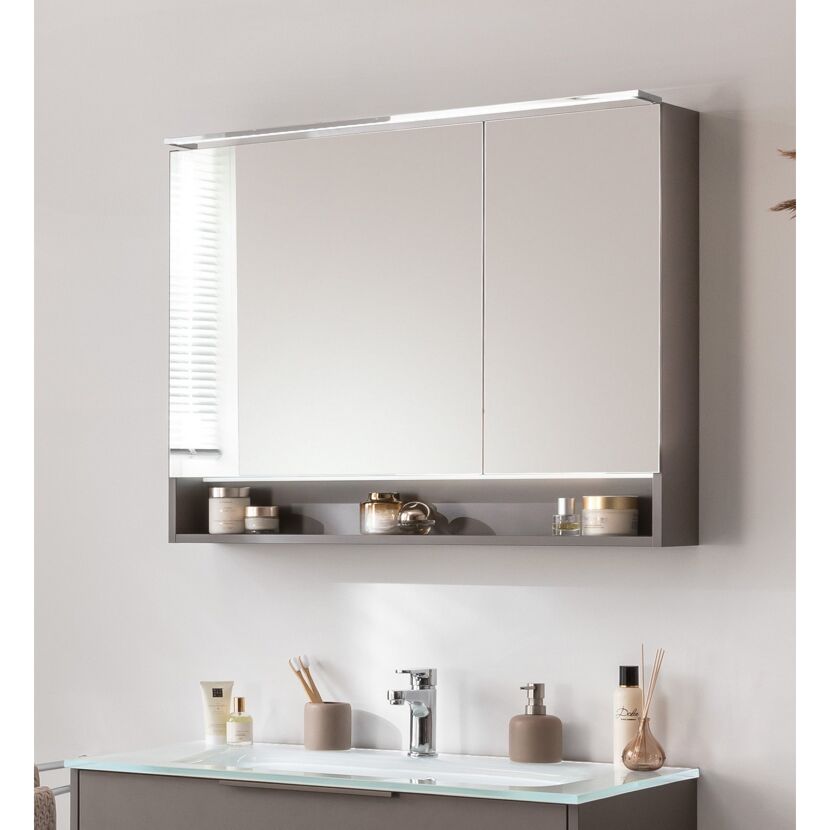 LED-Spiegelschrank 'B.Paris' grau 90 x 71,8 x 15,6 cm