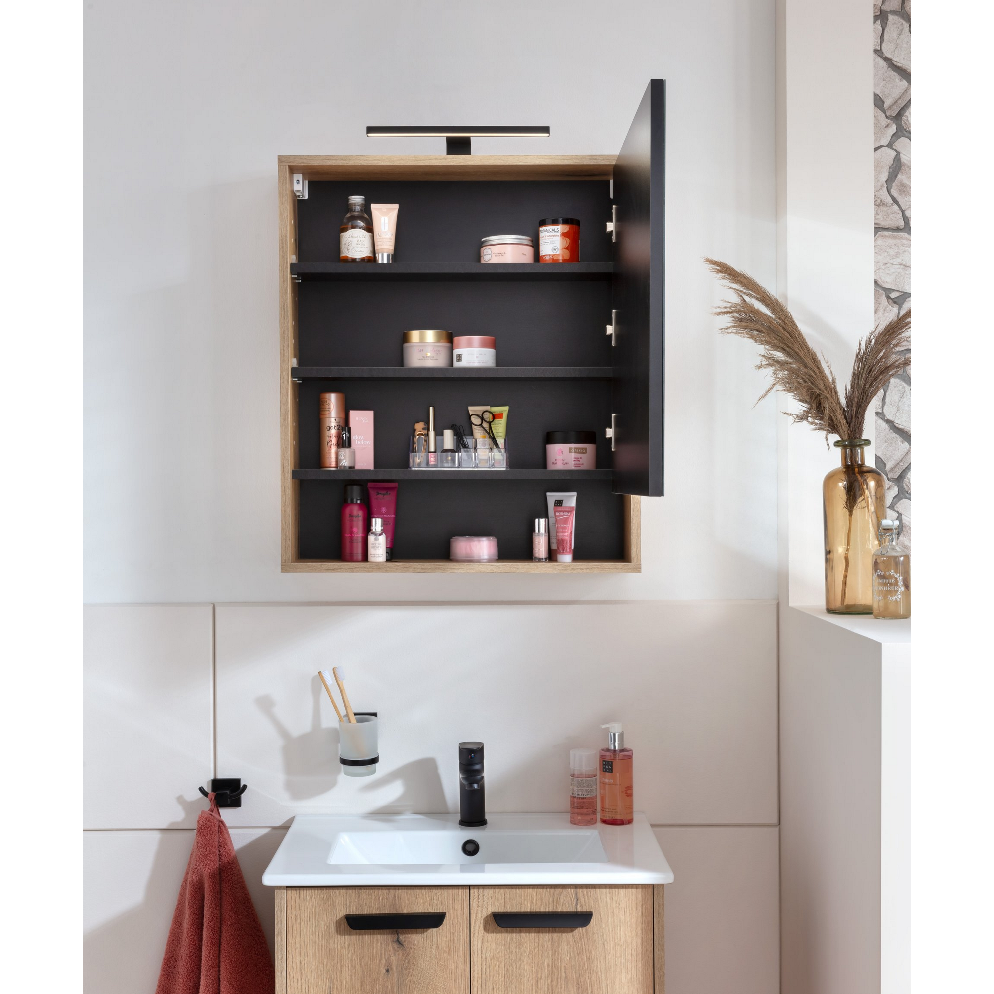 Spiegelschrank 'Nova' eichefarben 61 x 70 x 15,5 cm