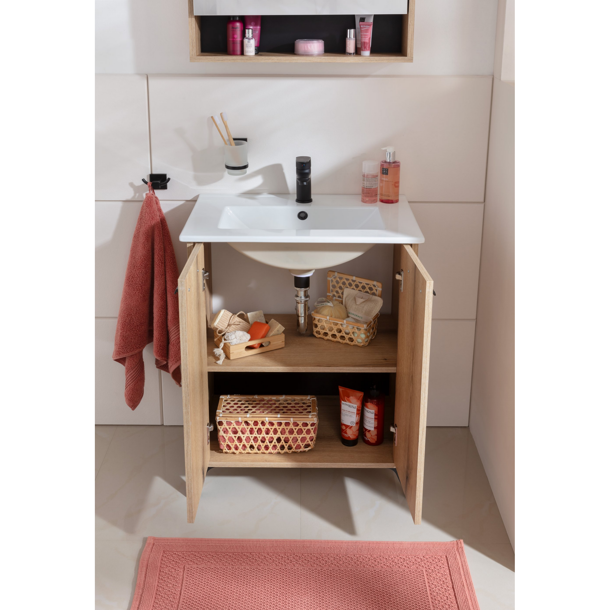 Waschtischunterschrank 'Nova' eichefarben 41 x 81 x 38,5 cm