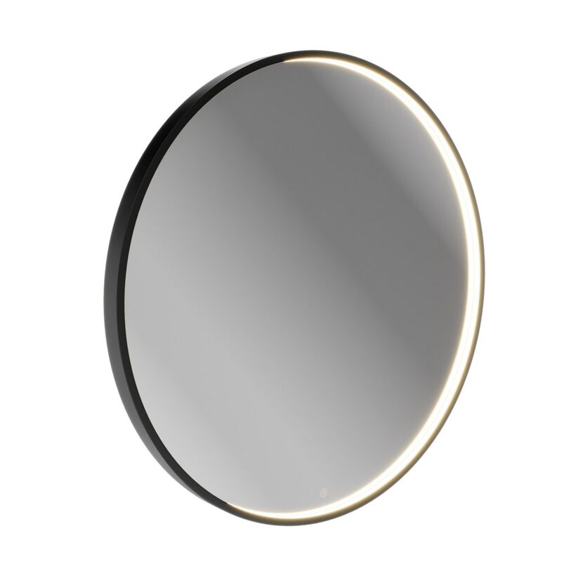 LED-Spiegel schwarz mit Touch-Sensor Ø 80 cm