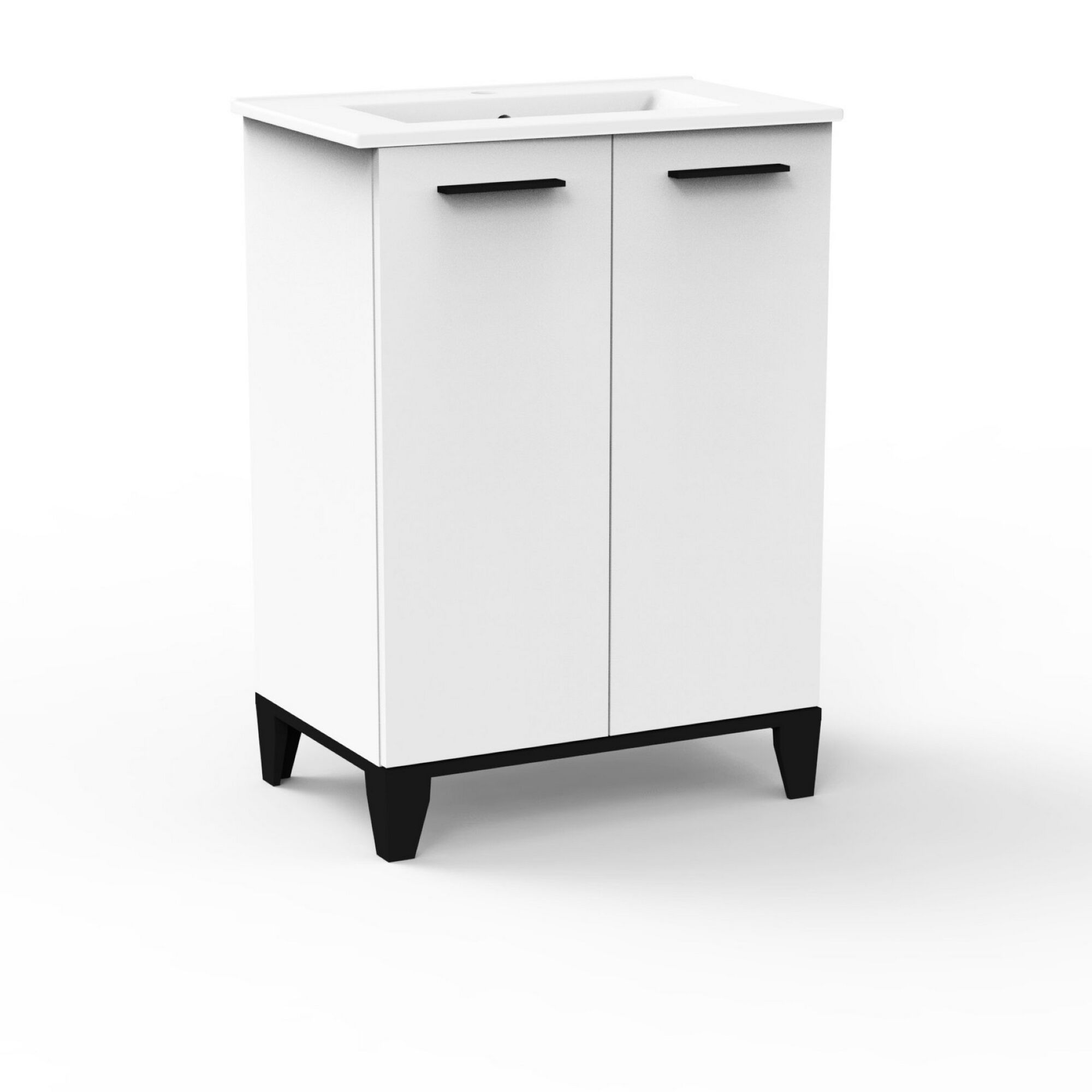 Weißer Waschbeckenunterschrank mit zwei Türen