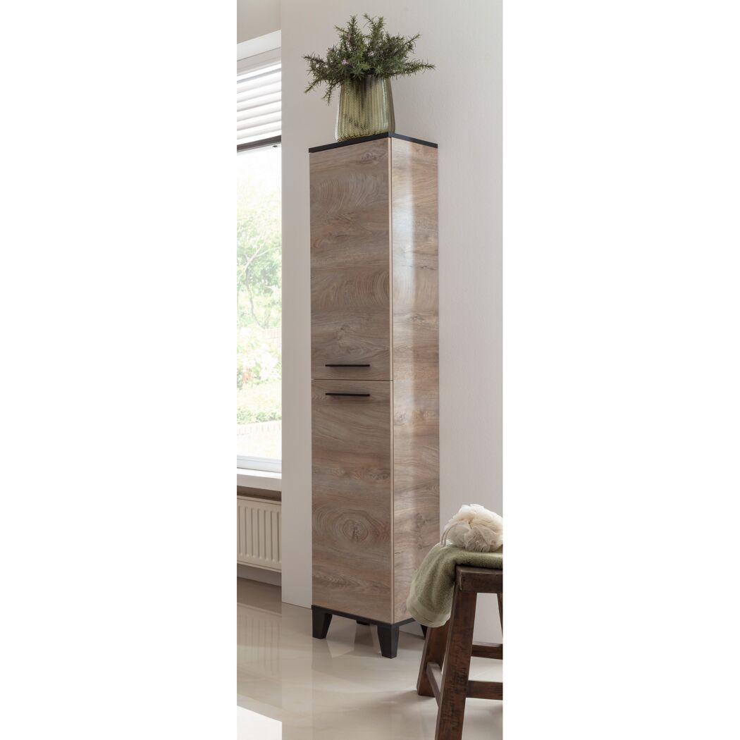 Hoher Holzschrank mit zwei Türen