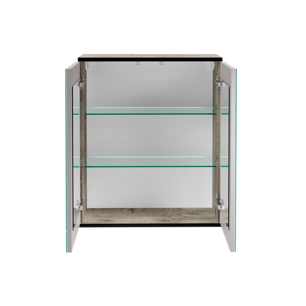 Offener Spiegelschrank mit Glasböden