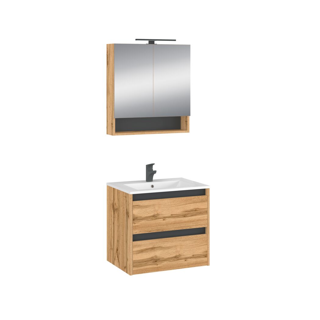 Hängeschrank mit Spiegel und Waschbeckenunterschrank