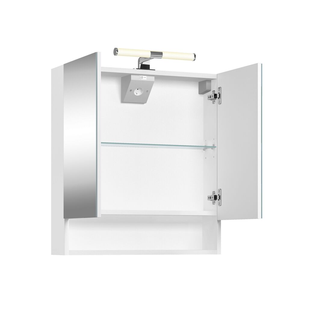 Offener Spiegelschrank mit Beleuchtung