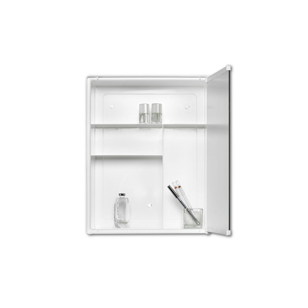 Weißer Spiegelschrank Junior geöffnet.