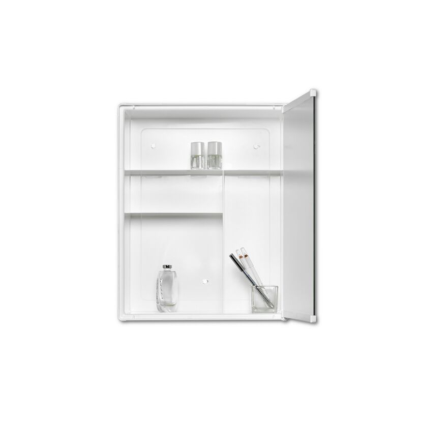 Weißer Spiegelschrank Junior geöffnet.
