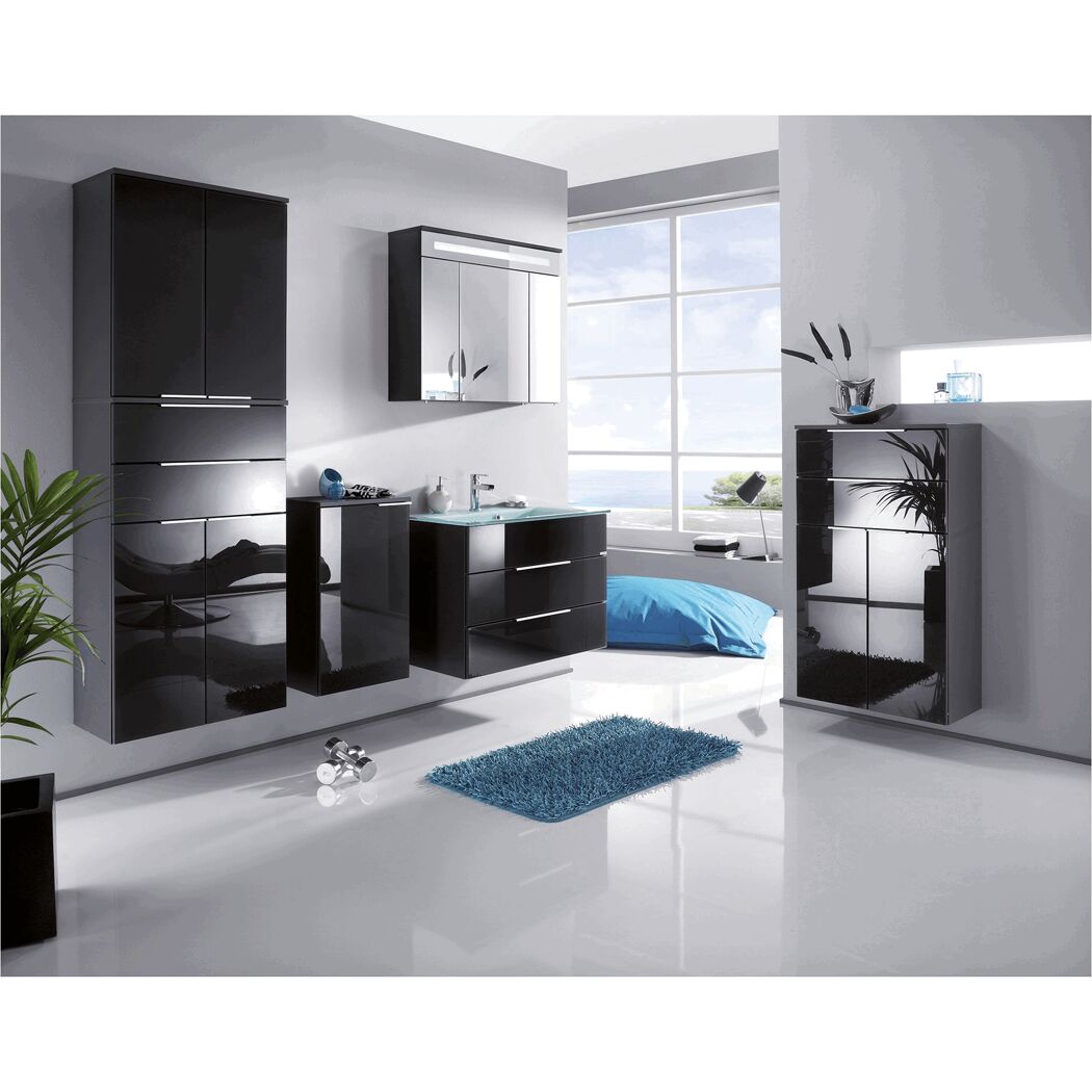 Modernes Badezimmer mit schwarzen Möbeln