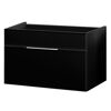 Schwarzer Waschtischunterschrank mit silbernem Griff