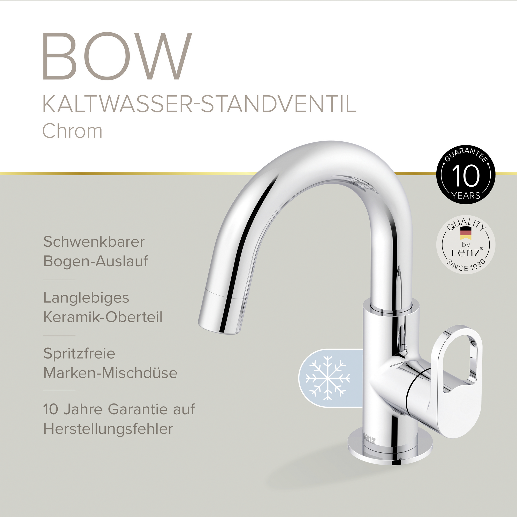 Kaltwasser-Standventil 'Bow' chromfarben 18,5 cm