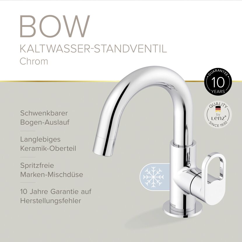 Kaltwasser-Standventil 'Bow' chromfarben