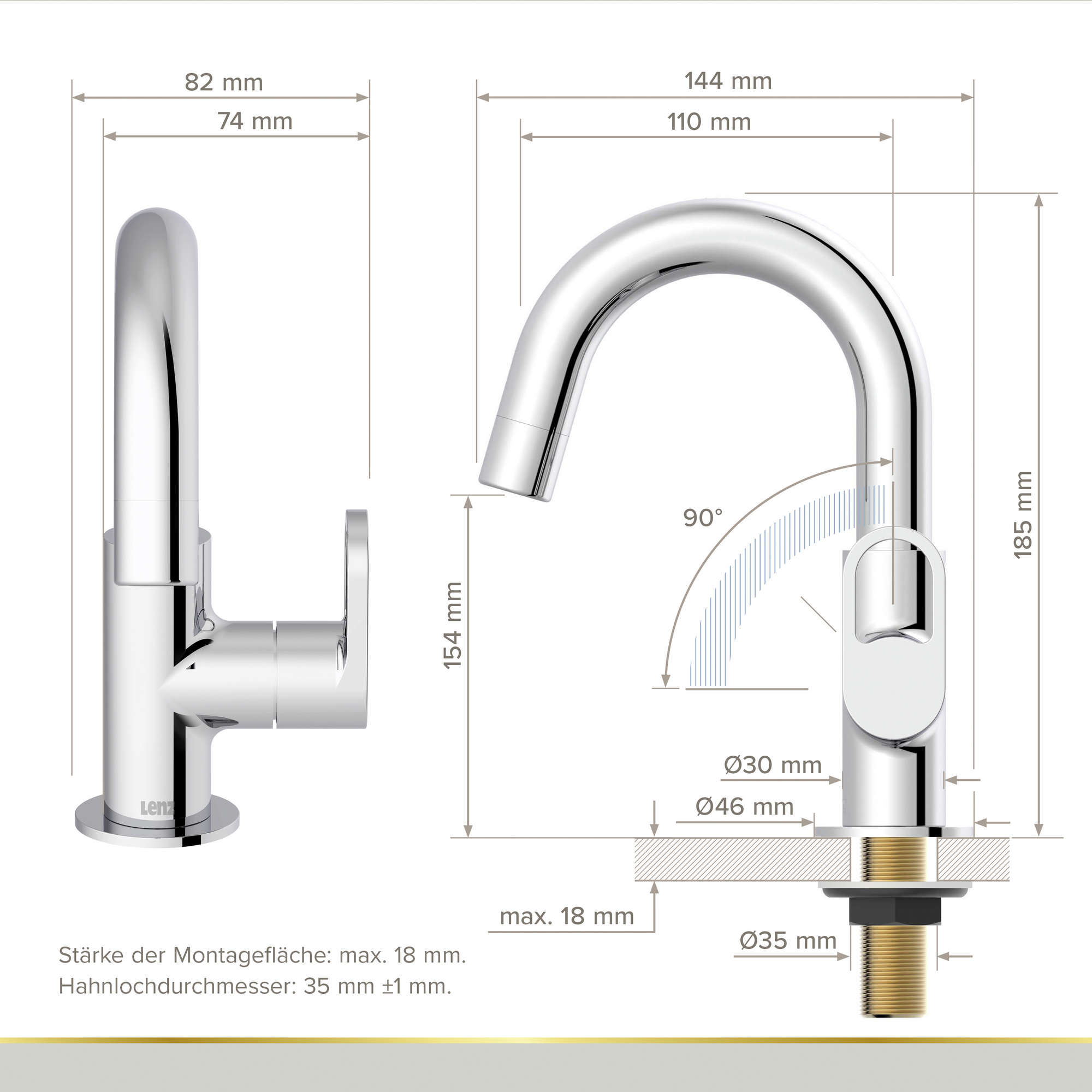 Kaltwasser-Standventil 'Bow' chromfarben 18,5 cm