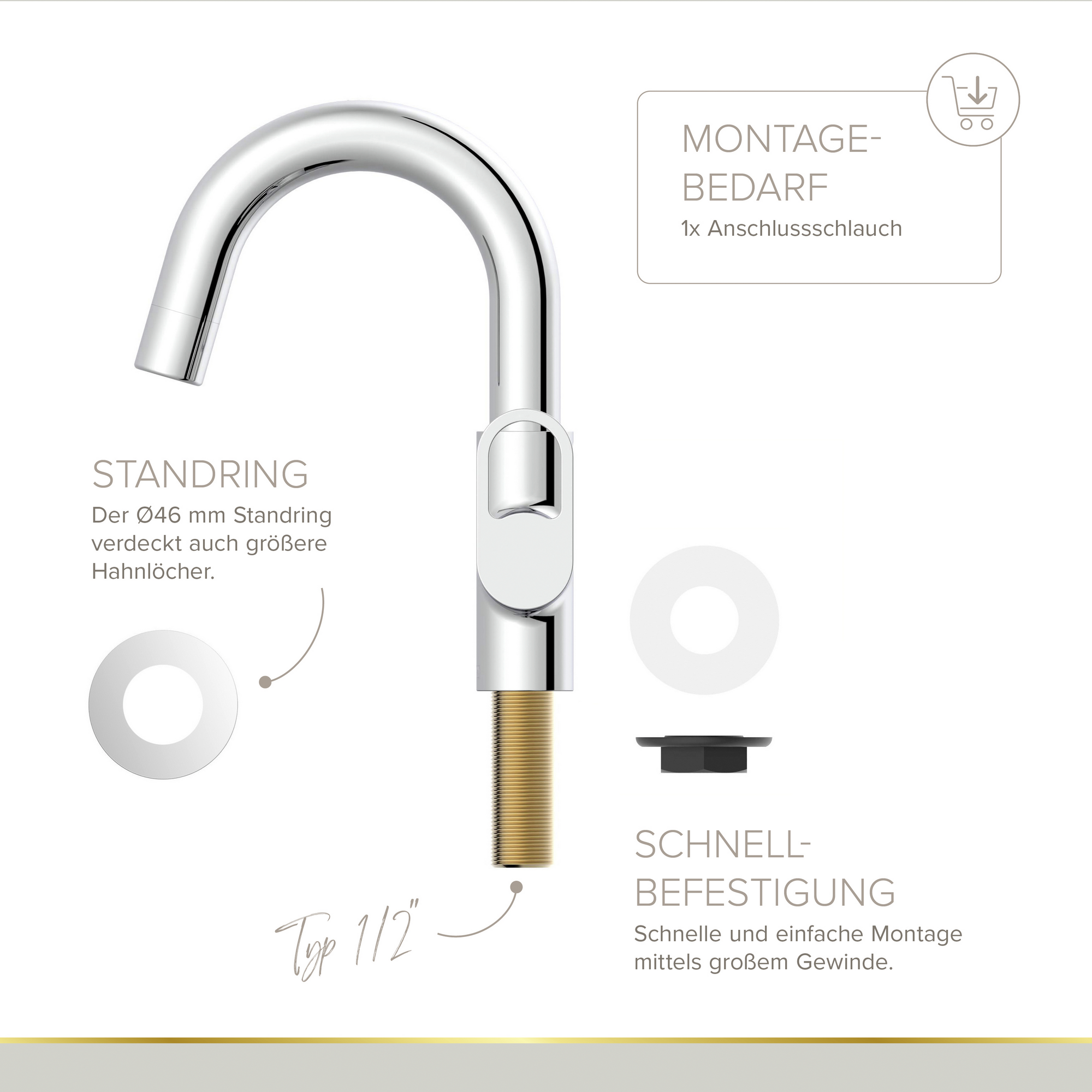 Kaltwasser-Standventil 'Bow' chromfarben 18,5 cm