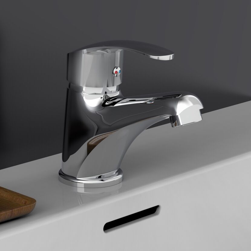 Chromarmatur Sirani auf Waschbecken