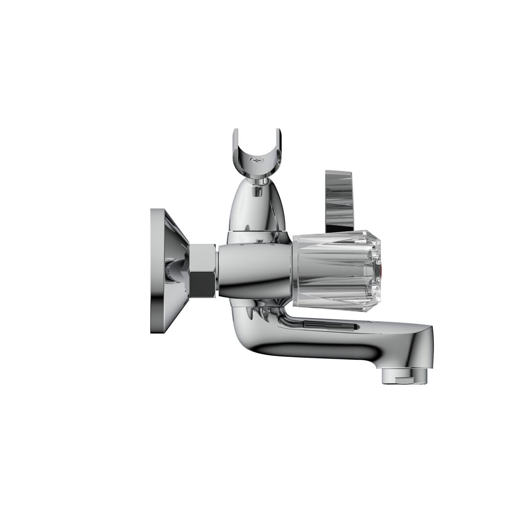 Chromarmatur mit Brausehalter seitlich
