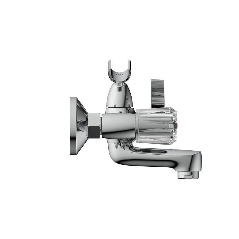 Chromarmatur mit Brausehalter seitlich