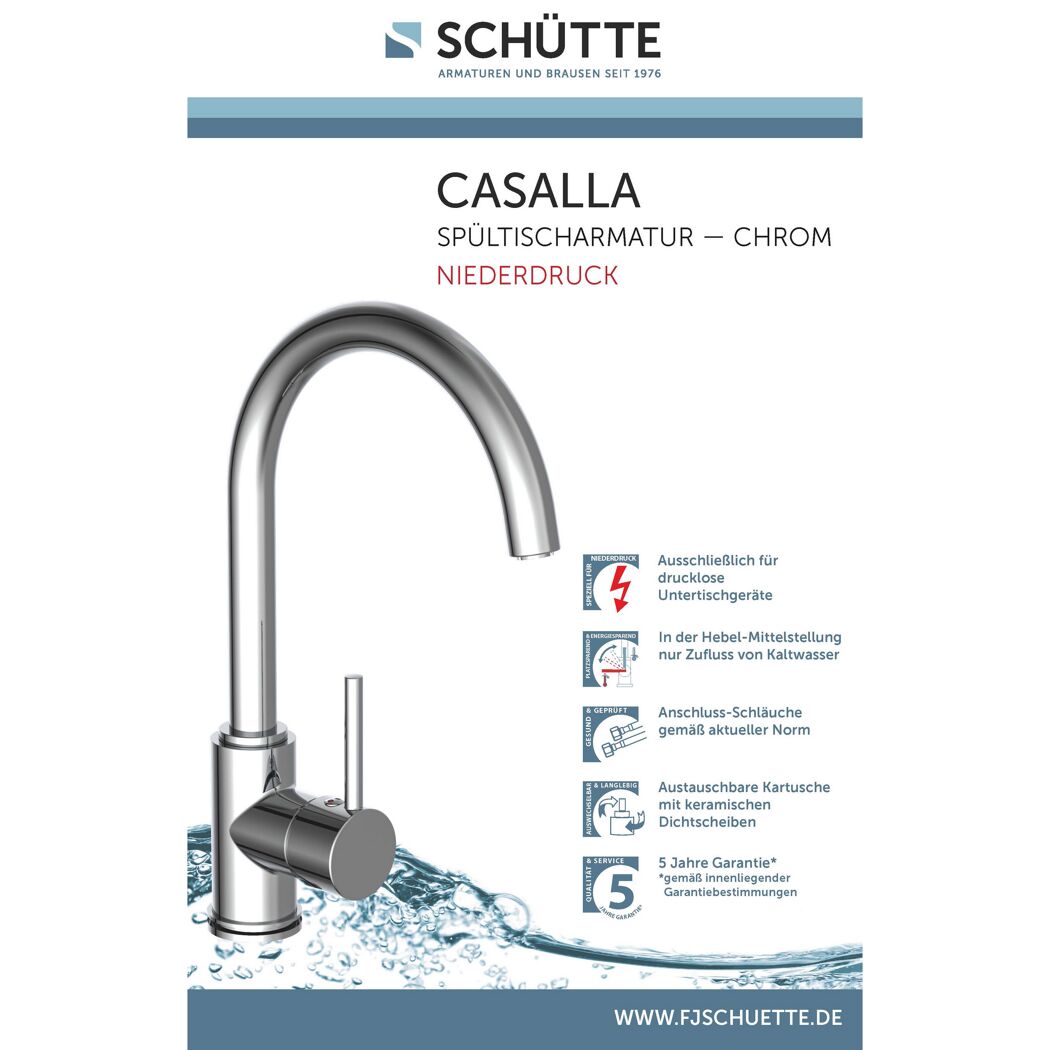 Niederdruck-Spültischarmatur 'Casalla' rund chromfarben