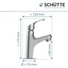 Chromarmatur für Waschbecken mit Maßen