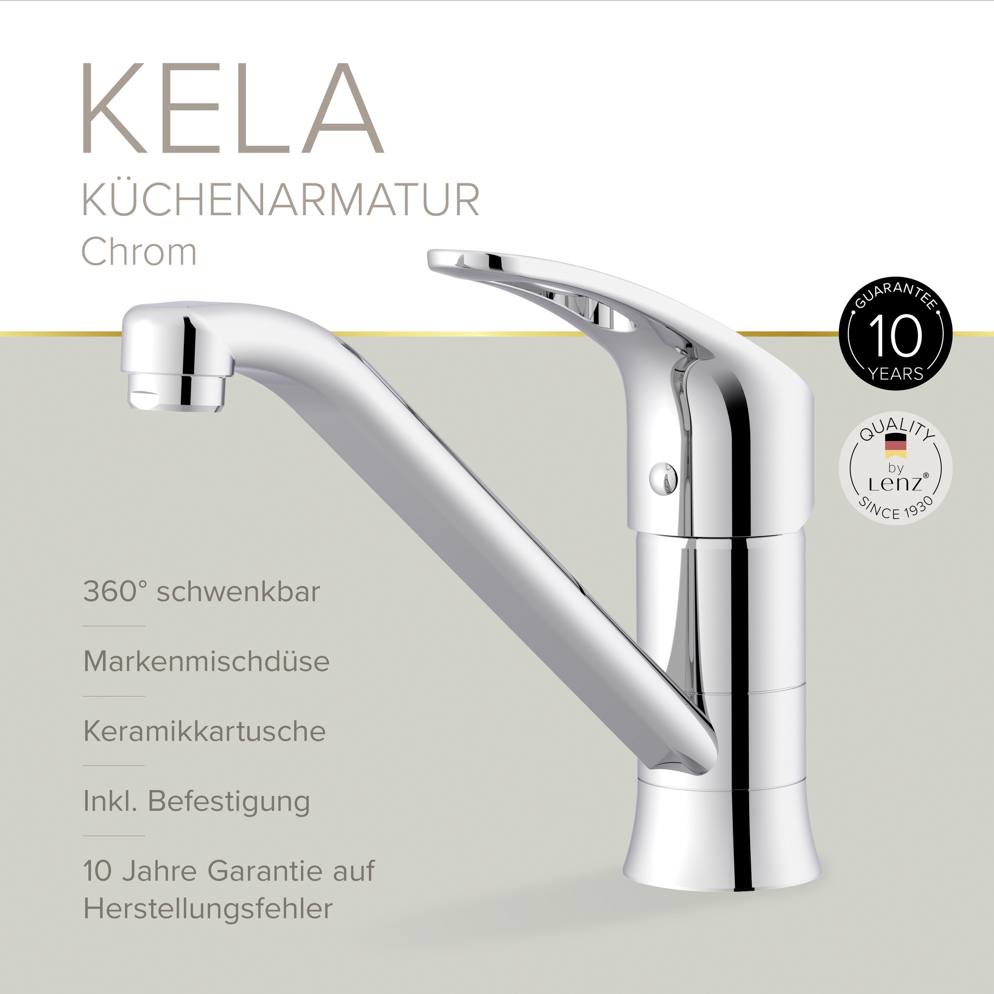 Spültischarmatur 'Kela' chromfarben 18,7 cm