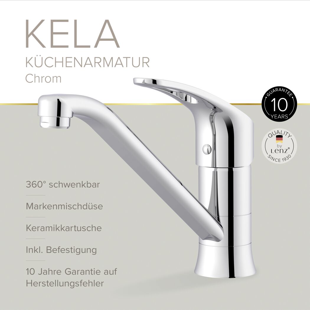 Küchenarmatur 'Kela' chromfarben 18,7 cm