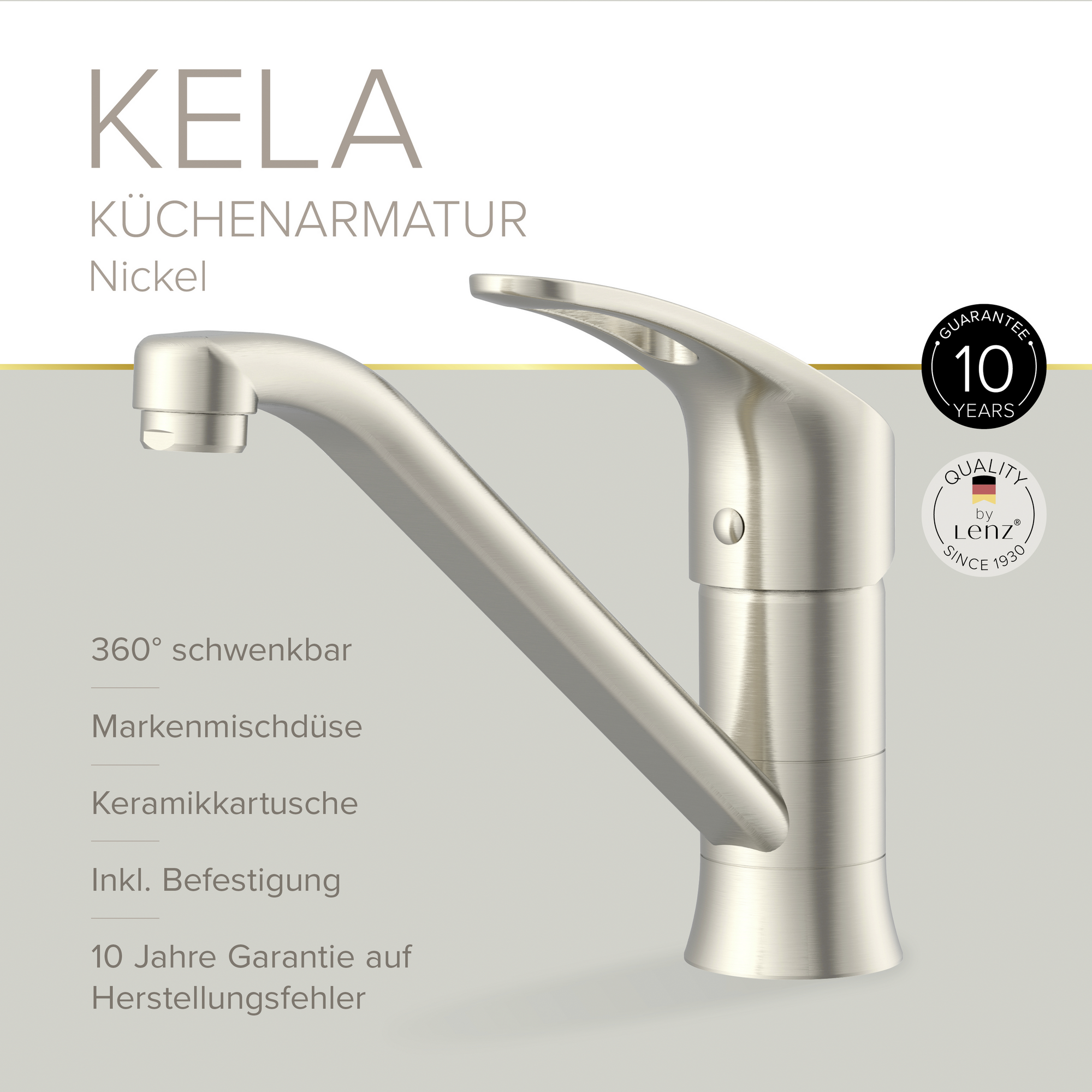 Spültischarmatur 'Kela' nickelfarben 18,7 cm