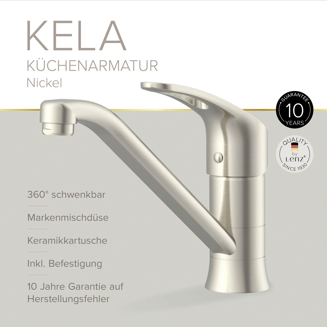 Küchenarmatur 'Kela' nickelfarben 18,7 cm