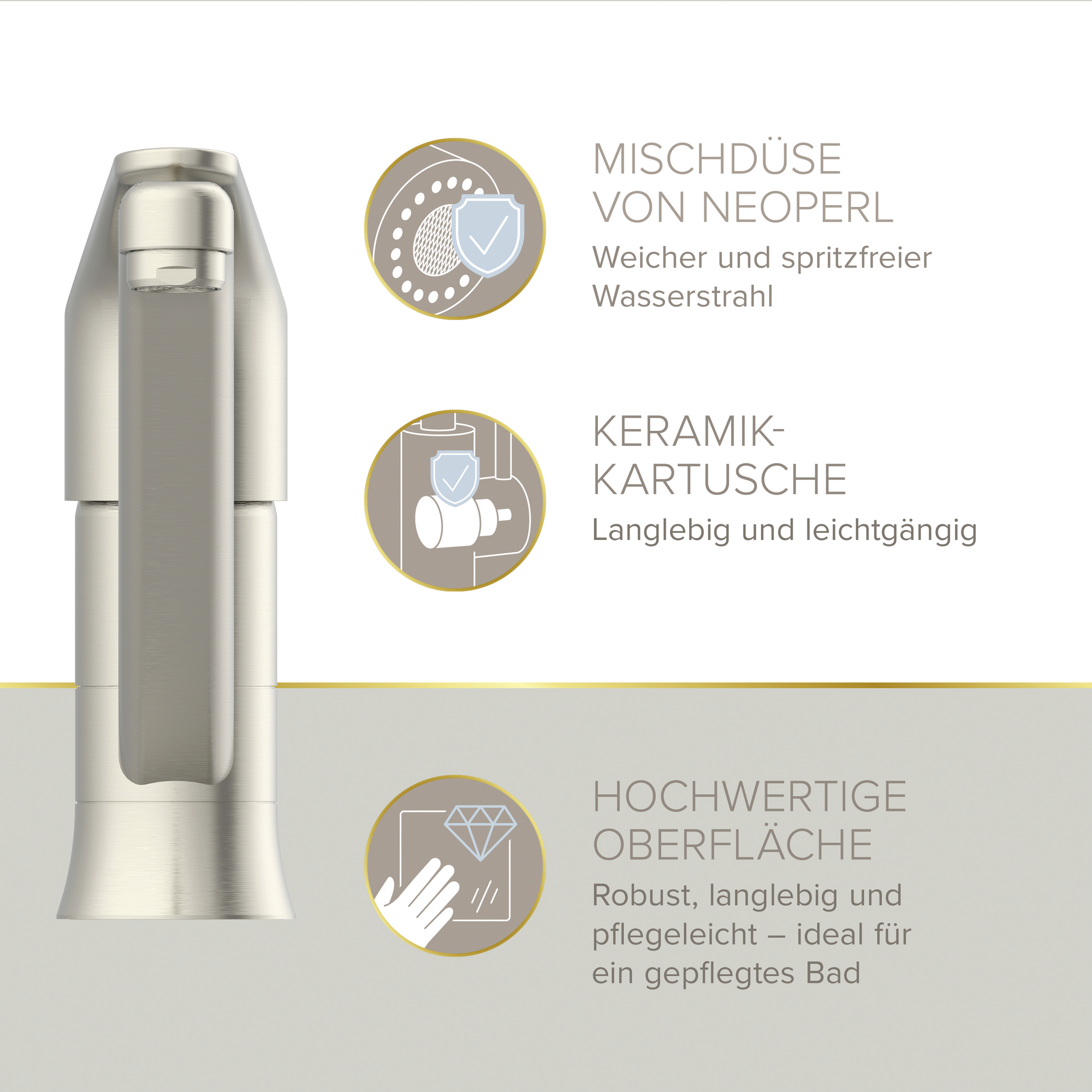Spültischarmatur 'Kela' nickelfarben 18,7 cm