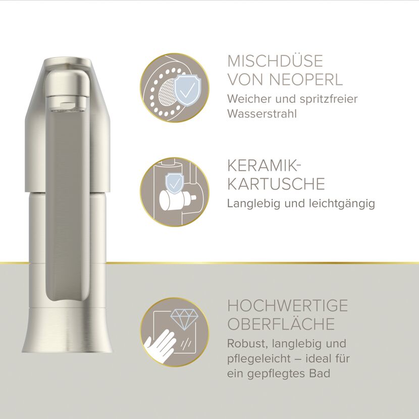 Spültischarmatur 'Kela' nickelfarben 18,7 cm