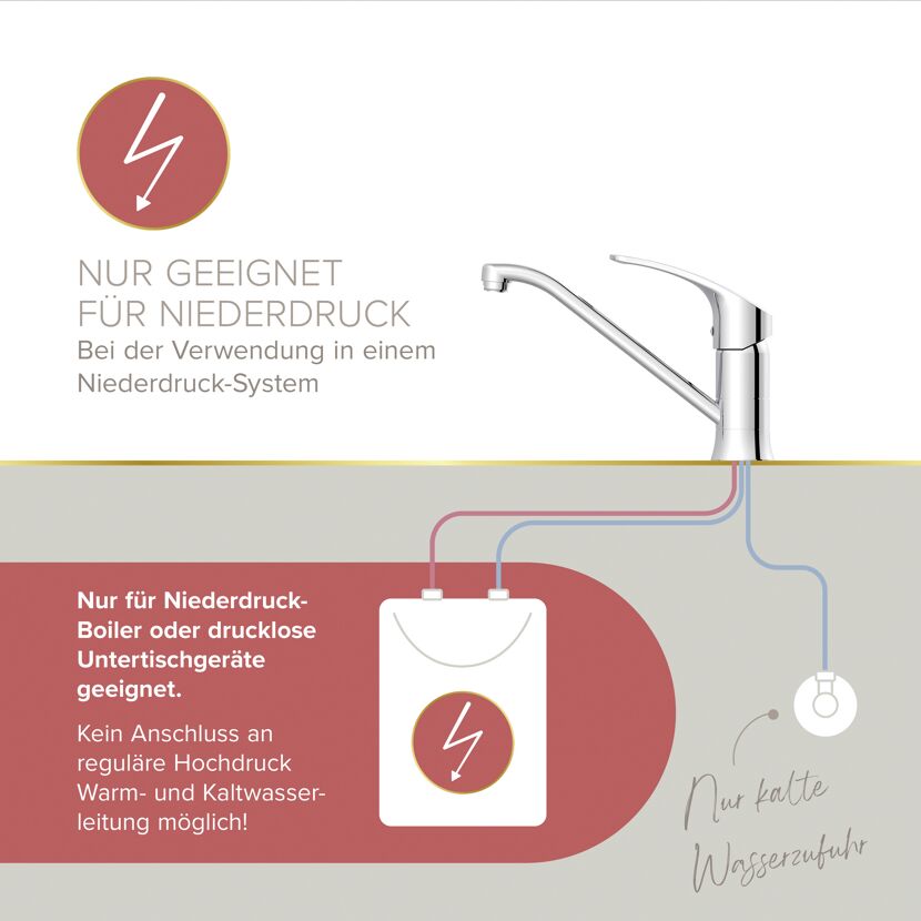 Niederdruck-Spültischarmatur 'Kela' chromfarben schwenkbar 26 cm