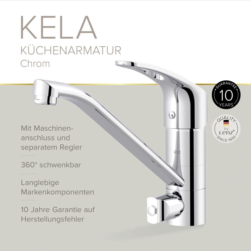 Spültischarmatur 'Kela' chromfarben 20,4 cm