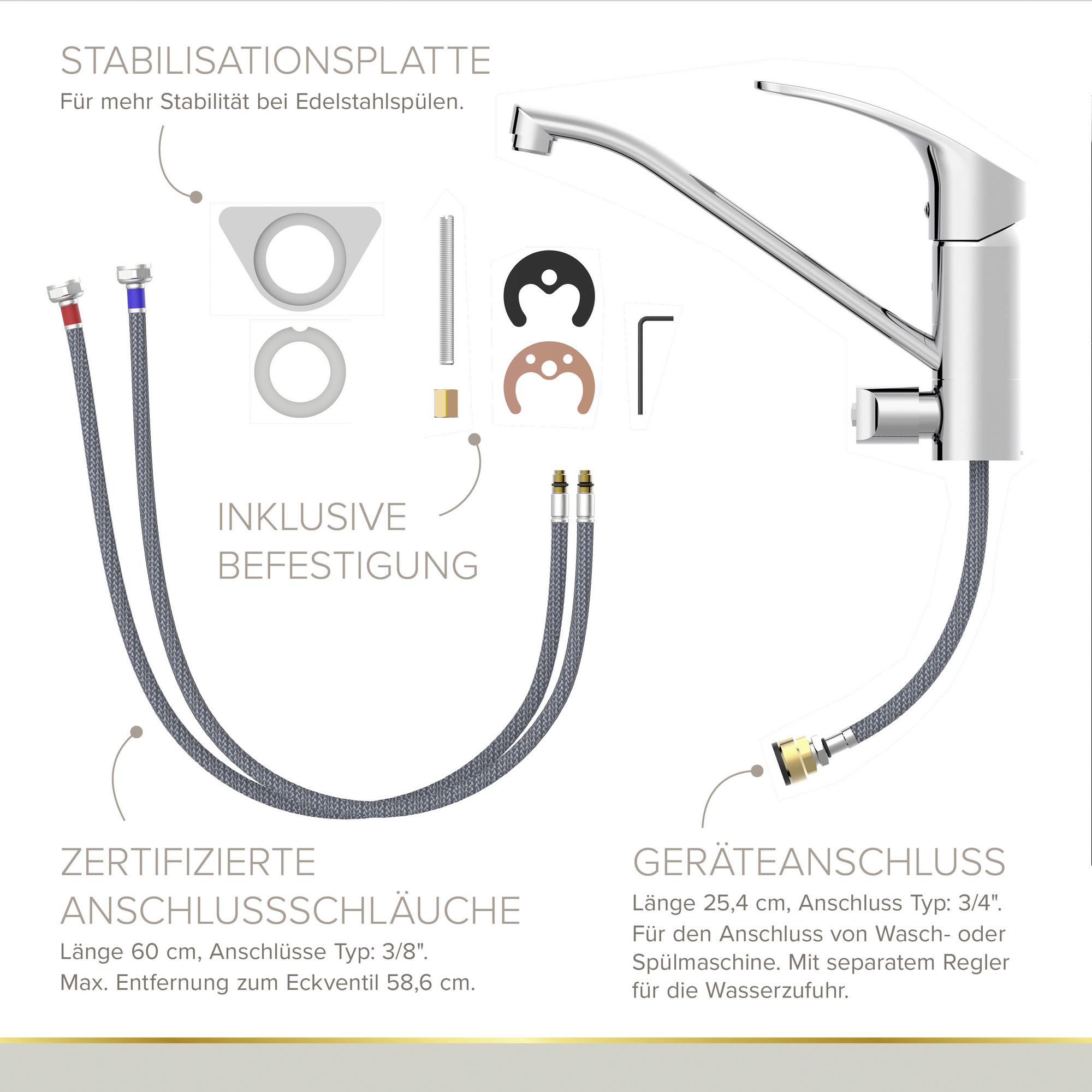 Spültischarmatur 'Kela' chromfarben 20,4 cm