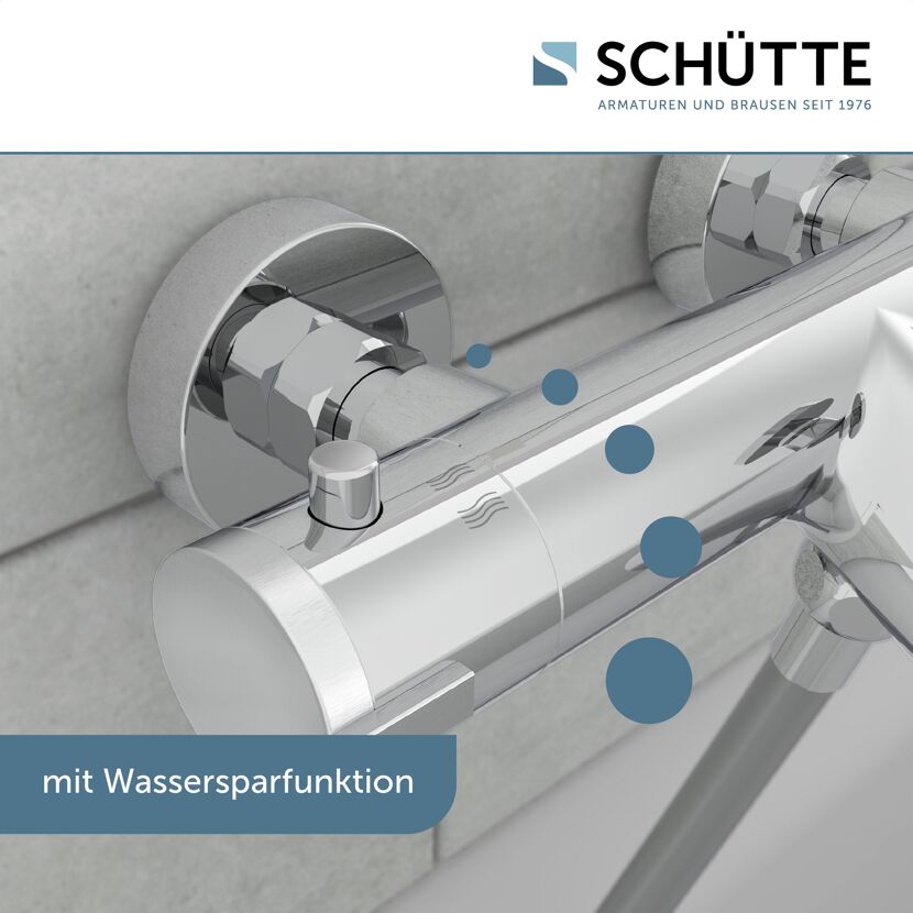 Wassersparfunktion der Thermostat-Wannenfüll- und Brausearmatur London von Schütte