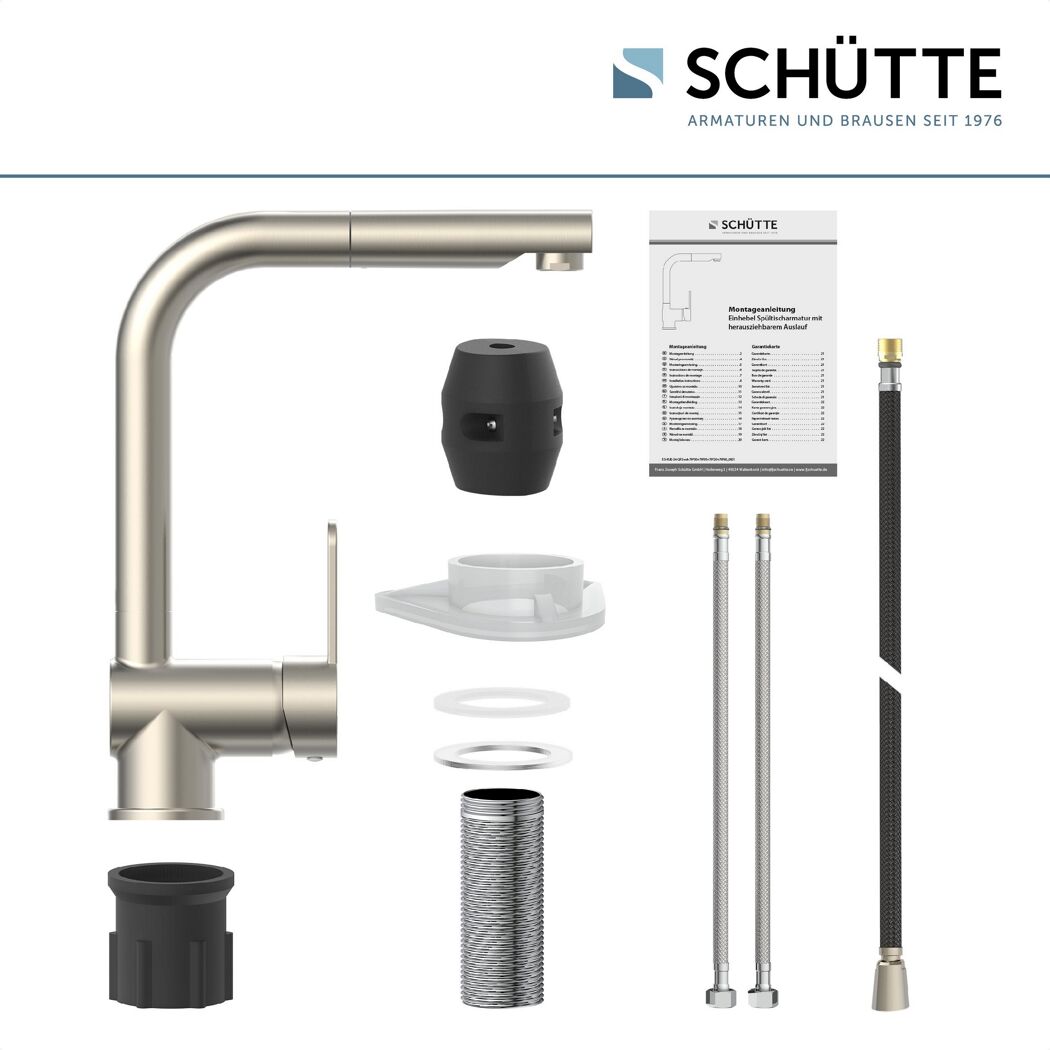 Schütte Küchenarmatur mit herausziehbarem Auslauf und Zubehör