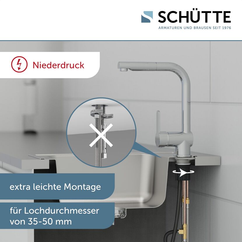 Schütte Armatur für Niederdruck mit 35-50 mm Lochdurchmesser